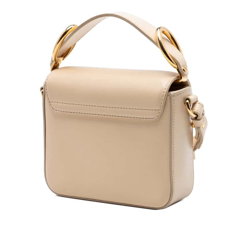 Chloé Mini Calfskin C Satchel Beige Leather Very good condition - Back View