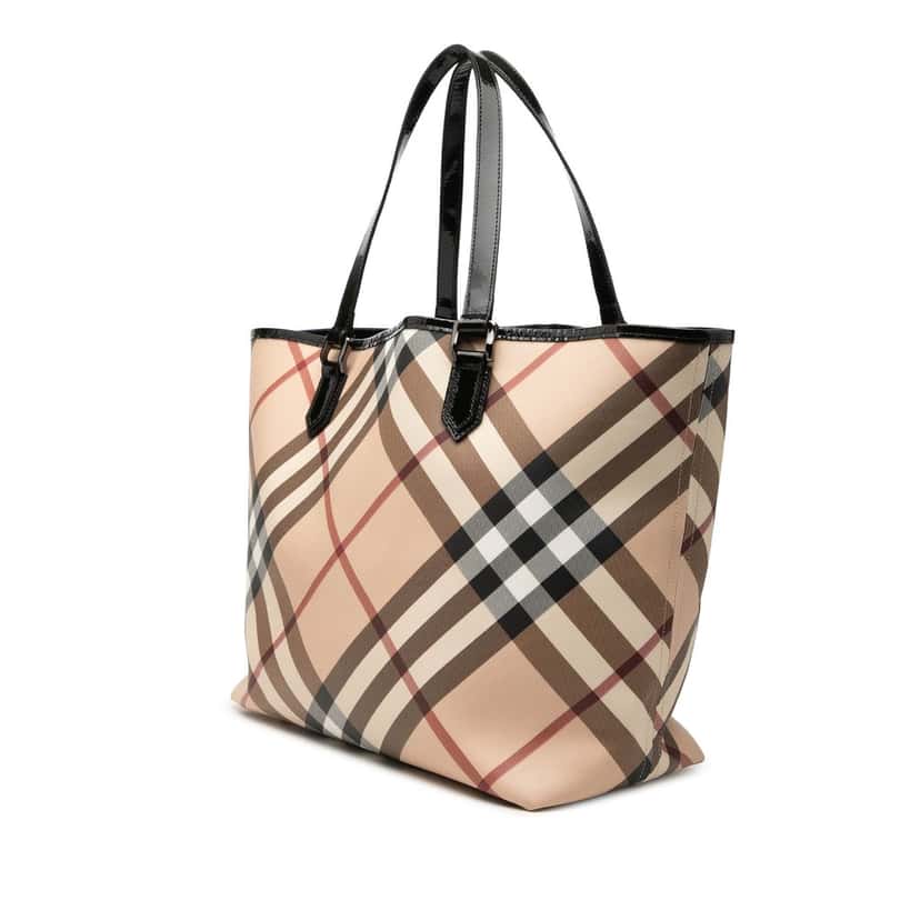 Burberry Supernova Check Coated Canvas Tote Beige Very good condition - Back View