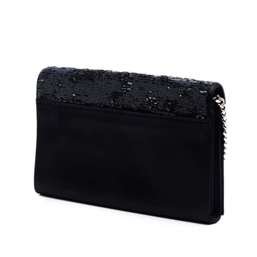 Saint Laurent Sequin Monogram Kate Wallet on Chain Black Very good condition - Back View