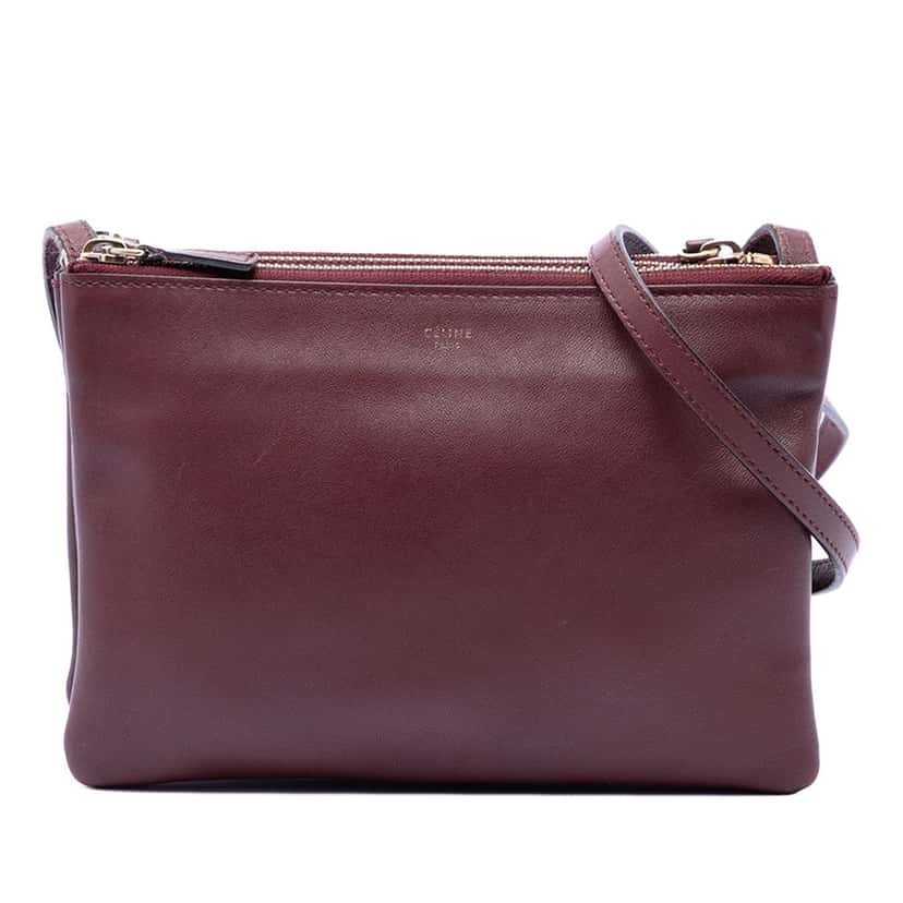 Celine Small Lambskin Trio Crossbody Red Leather Very good condition - Front View