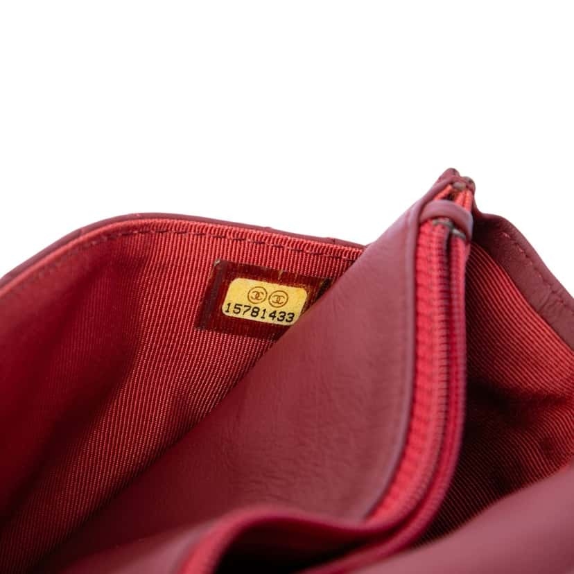 Chanel CC Quilted Lambskin Wallet on Chain Red Leather Very good condition - Box View