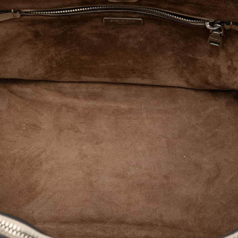 Prada Glace Calf Twin Pocket Double Handle Satchel Beige Leather Very good condition - Model View