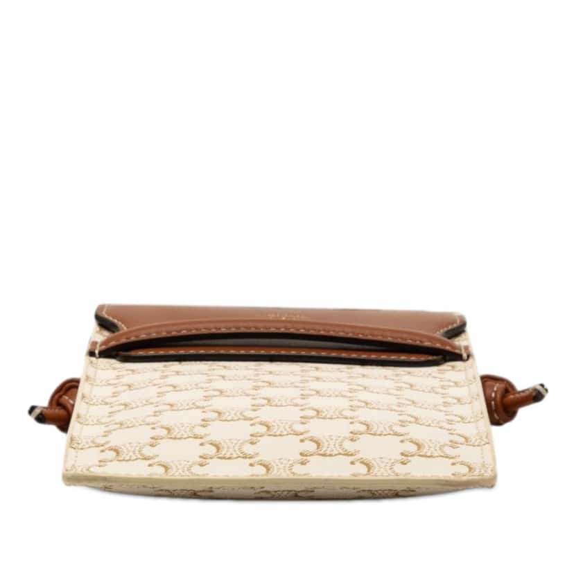 Celine Triomphe Coated Canvas Phone Pouch Flap Crossbody White Very good condition - Inside View