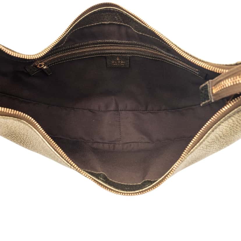 Gucci Medium Metallic Leather Bamboo Ring Hobo Gold Leather Very good condition - Model View