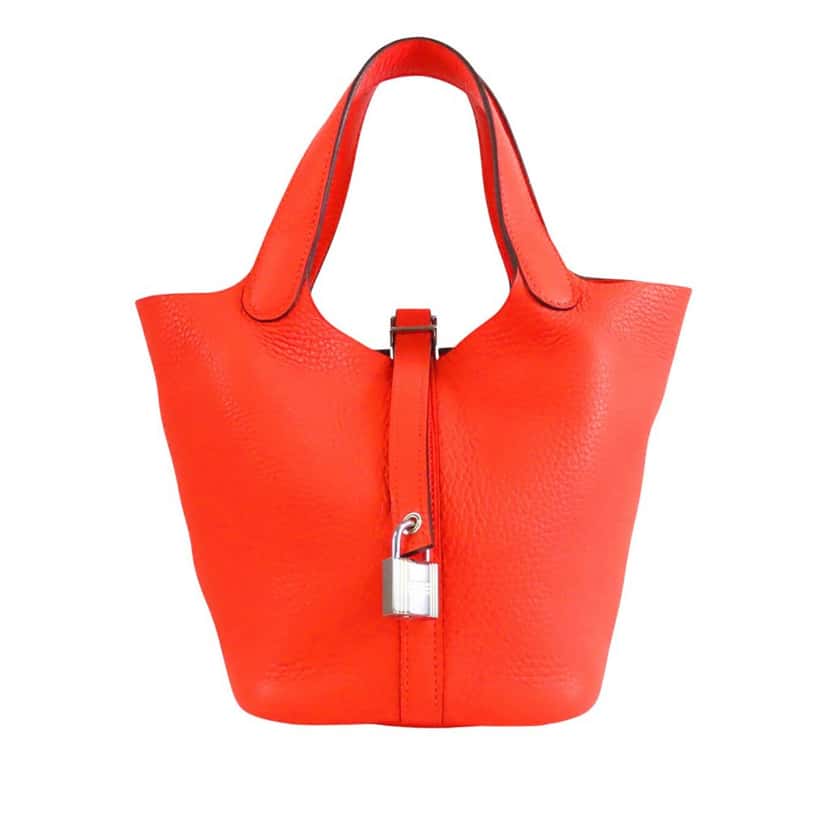 Hermès Clemence Picotin Lock 18 Orange Leather Very good condition - Front View