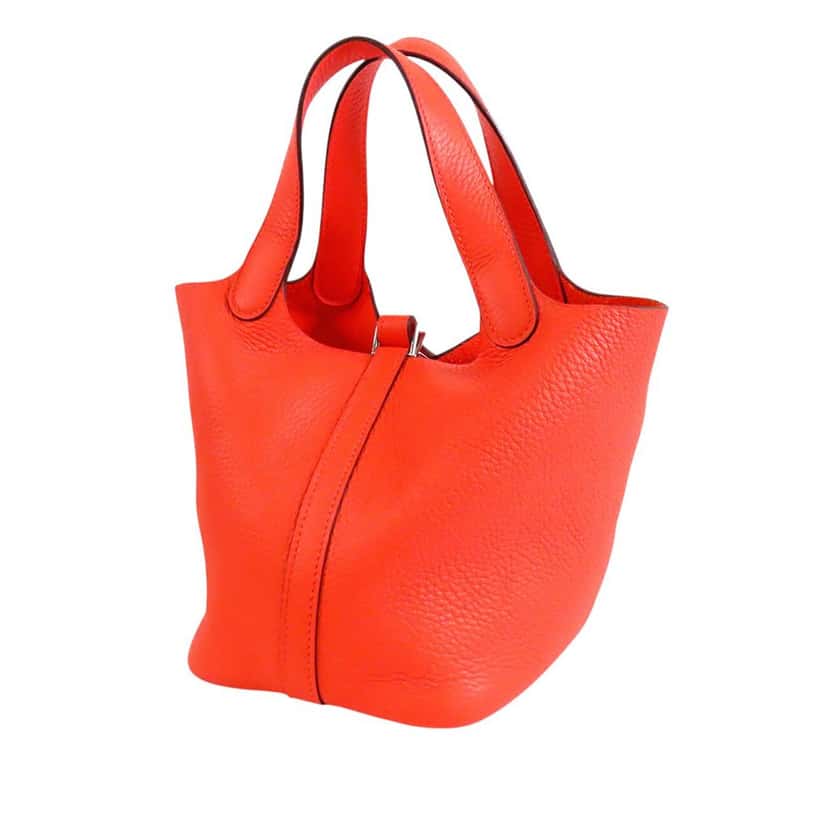 Hermès Clemence Picotin Lock 18 Orange Leather Very good condition - Back View