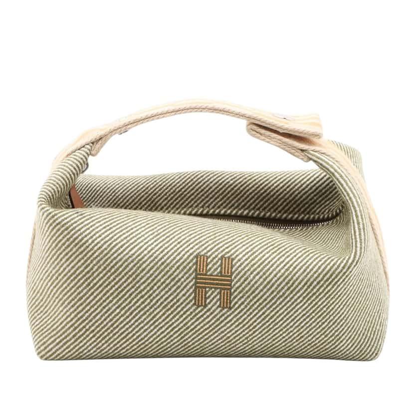 Hermès Small Wool Bride A Brac H Natte Case Green Never worn - Front View