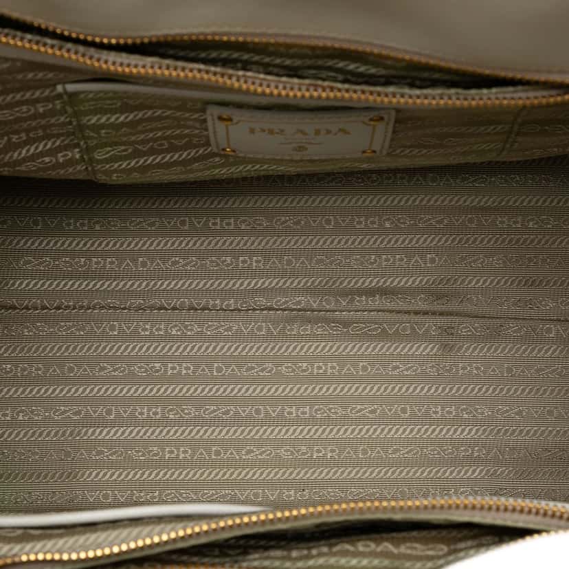 Prada Saffiano Trimmed Canvas Canapa Satchel Beige Very good condition - Model View