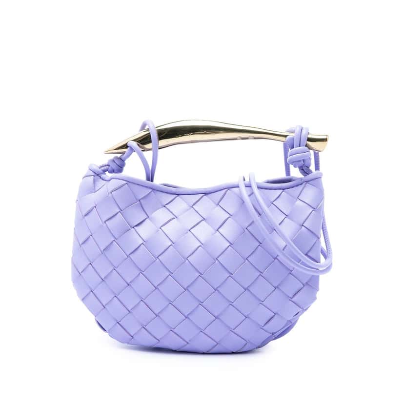Bottega Veneta Baby Lambskin Intrecciato Sardine Purple Leather Very good condition - Front View