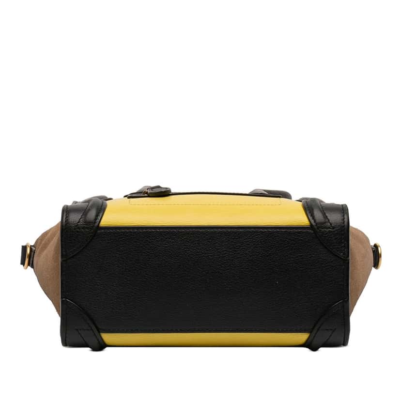 Celine Nano Tricolor Calfskin and Suede Luggage Tote Yellow Leather Very good condition - Inside View