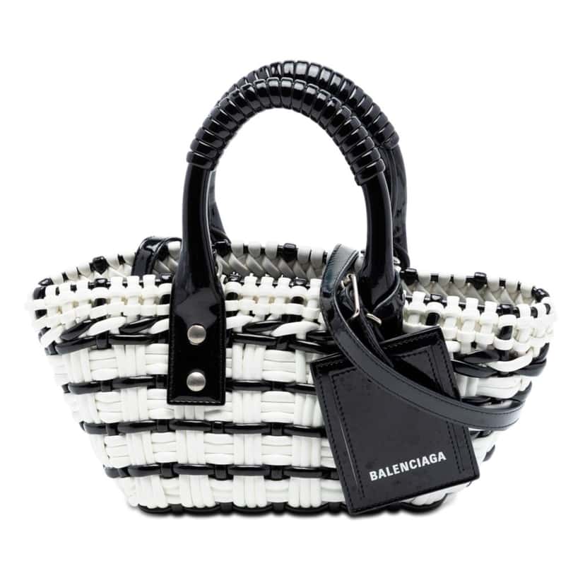 Balenciaga Faux Leather Bistro Basket Bag XXS White Very good condition - Front View