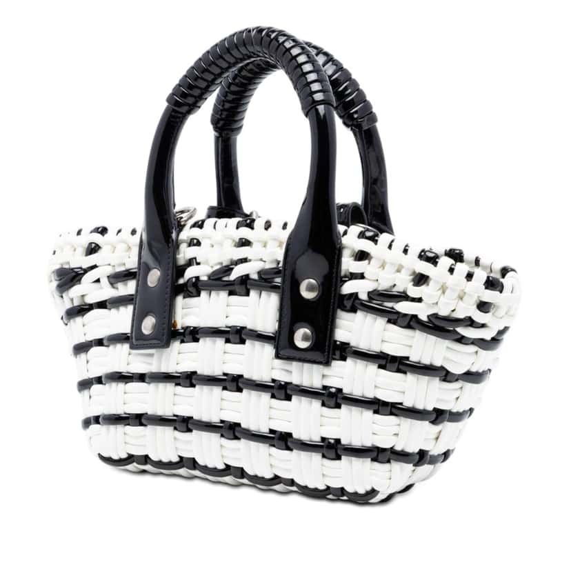Balenciaga Faux Leather Bistro Basket Bag XXS White Very good condition - Back View