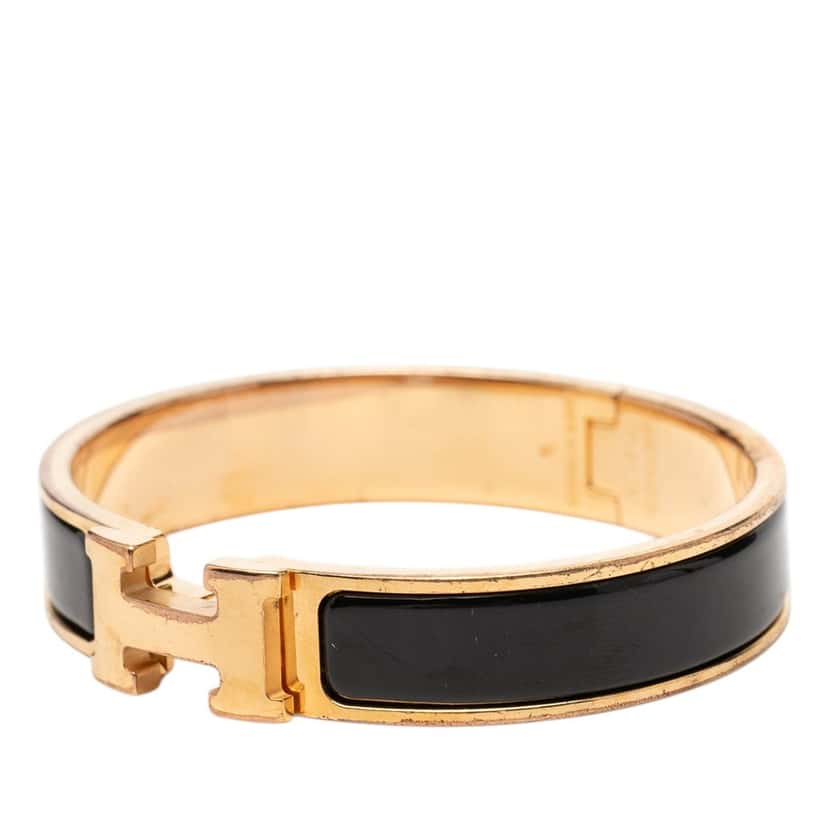 Hermès Narrow Enamel Clic H Bracelet PM Black Very good condition - Back View