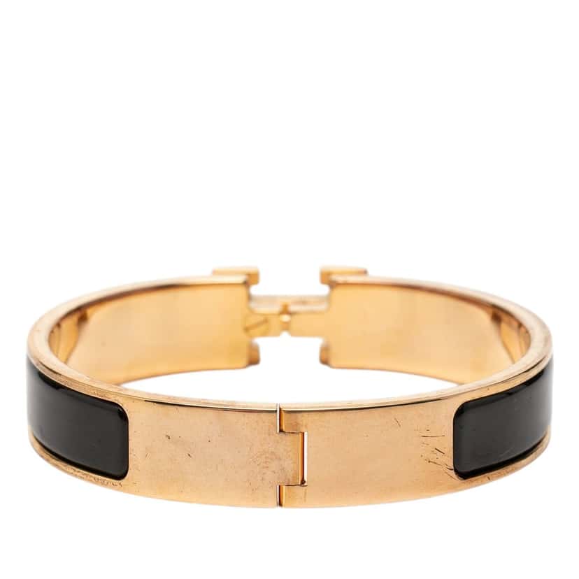 Hermès Narrow Enamel Clic H Bracelet PM Black Very good condition - Inside View