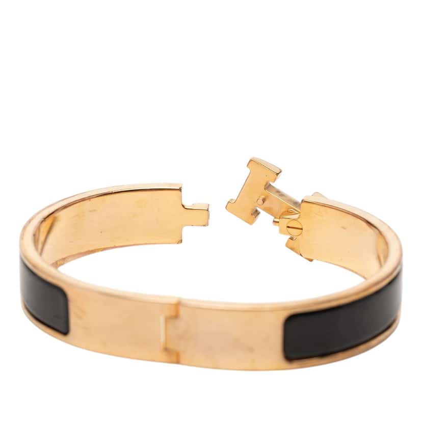 Hermès Narrow Enamel Clic H Bracelet PM Black Very good condition - Model View