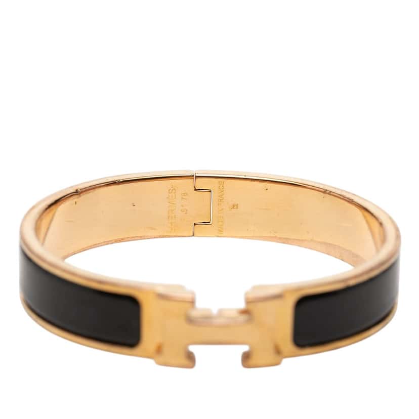 Hermès Narrow Enamel Clic H Bracelet PM Black Very good condition - Box View