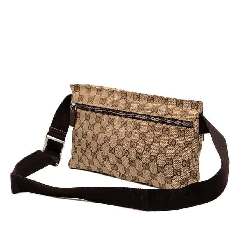 Gucci GG Canvas Double Pocket Belt Bag Beige Very good condition - Back View