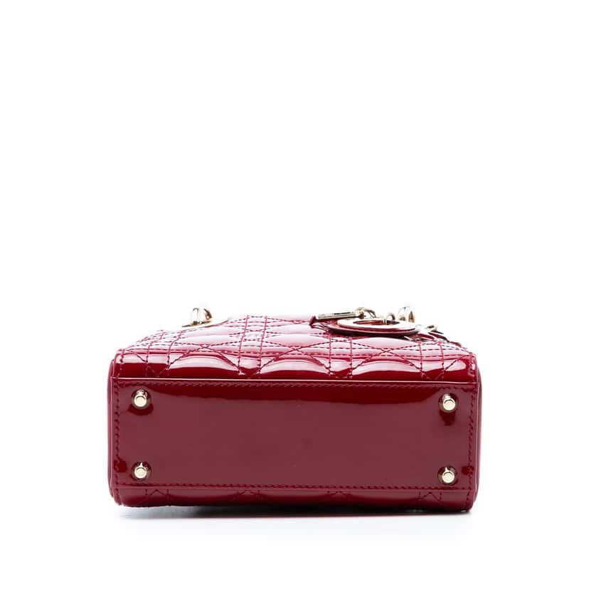 Dior Mini Patent Cannage Lady Dior Red Leather Very good condition - Inside View