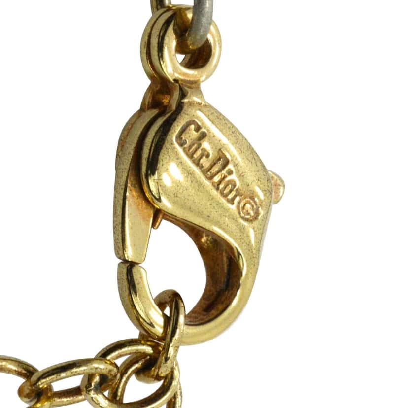 Dior Gold Plated Strass Heart Pendant Necklace Gold Metal Very good condition - Box View