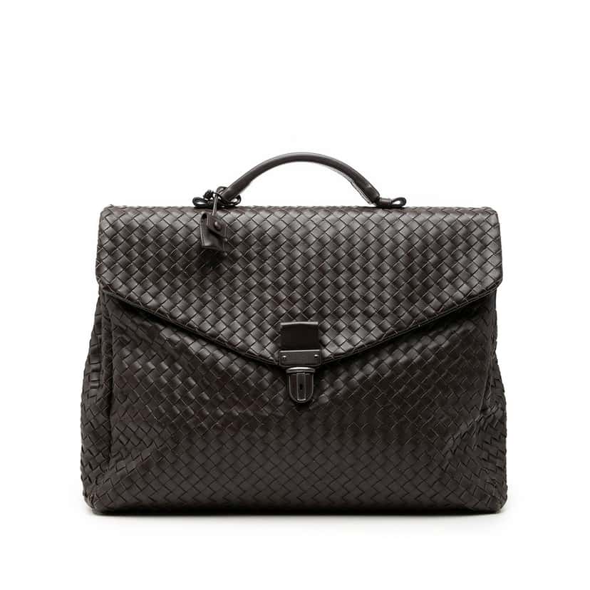 Bottega Veneta Nappa Intrecciato Briefcase Brown Leather Very good condition - Front View