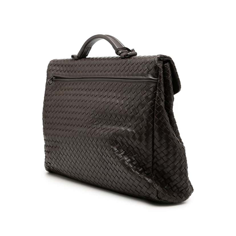 Bottega Veneta Nappa Intrecciato Briefcase Brown Leather Very good condition - Back View