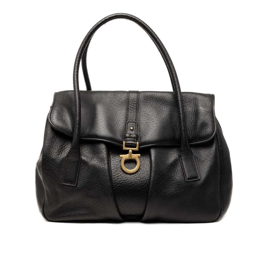 Salvatore Ferragamo Leather Gancini Flap Handbag Black Leather Very good condition - Front View