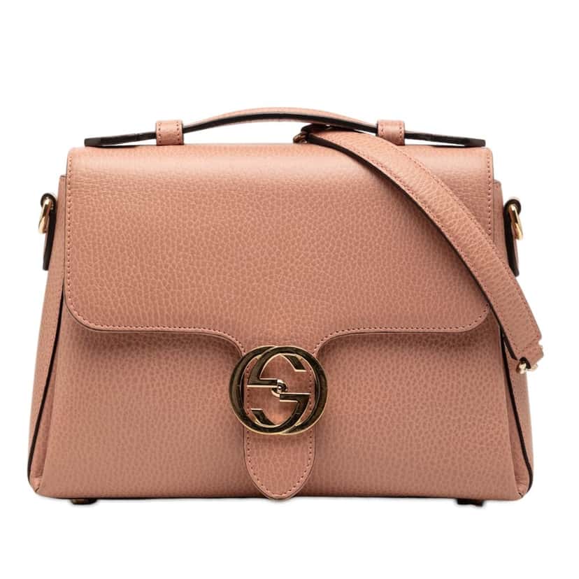 Gucci Small Dollar Calf Interlocking G Satchel Pink Leather Very good condition - Front View