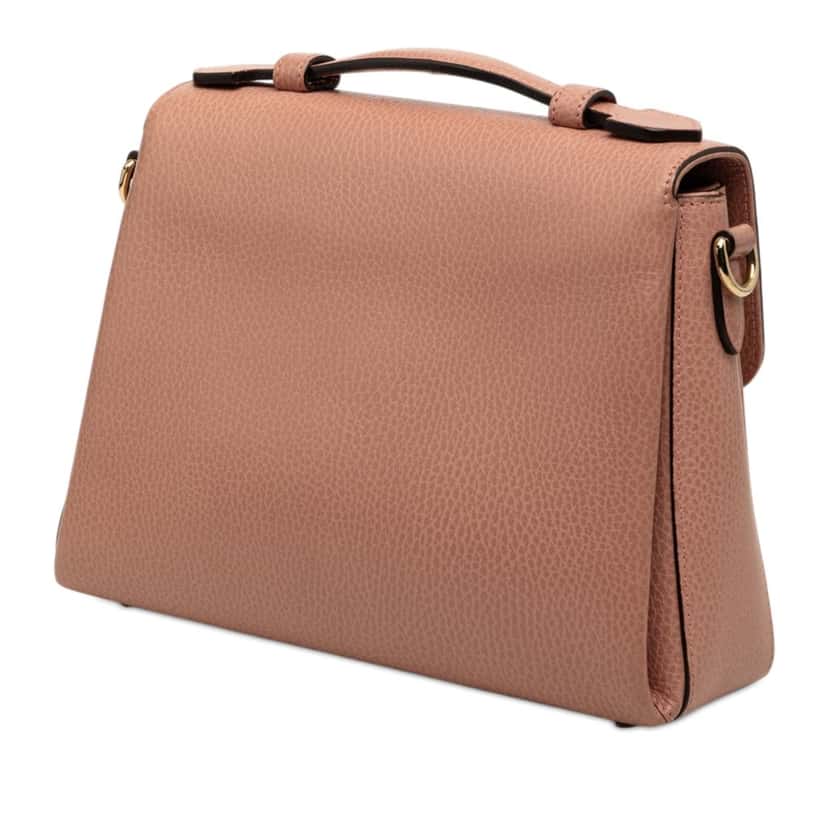 Gucci Small Dollar Calf Interlocking G Satchel Pink Leather Very good condition - Back View