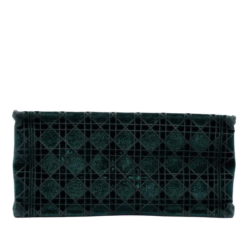Dior Medium Embroidered Velvet Cannage Book Tote Green Very good condition - Inside View