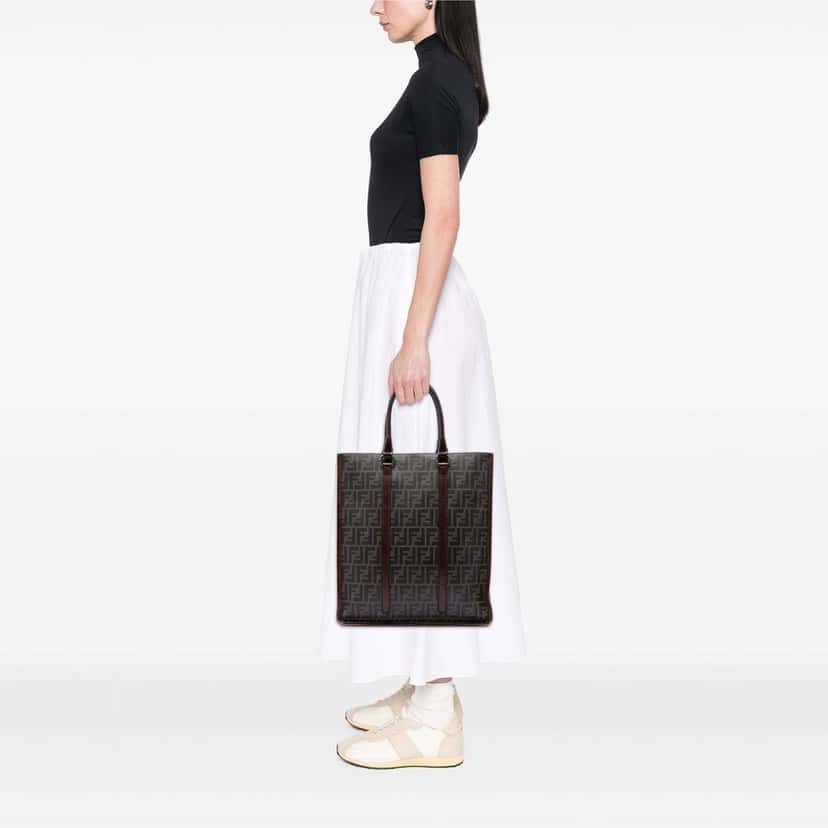 Fendi Zucca Coated Canvas Vertical Tote Brown Very good condition - Box View