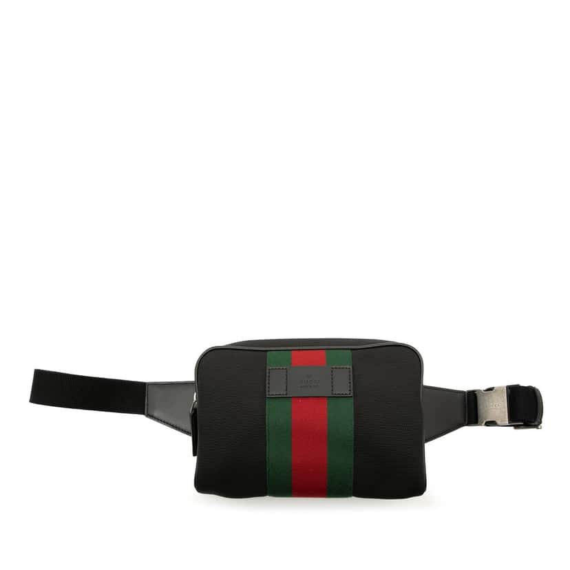 Gucci Canvas Techno Web Belt Bag Black Very good condition - Front View