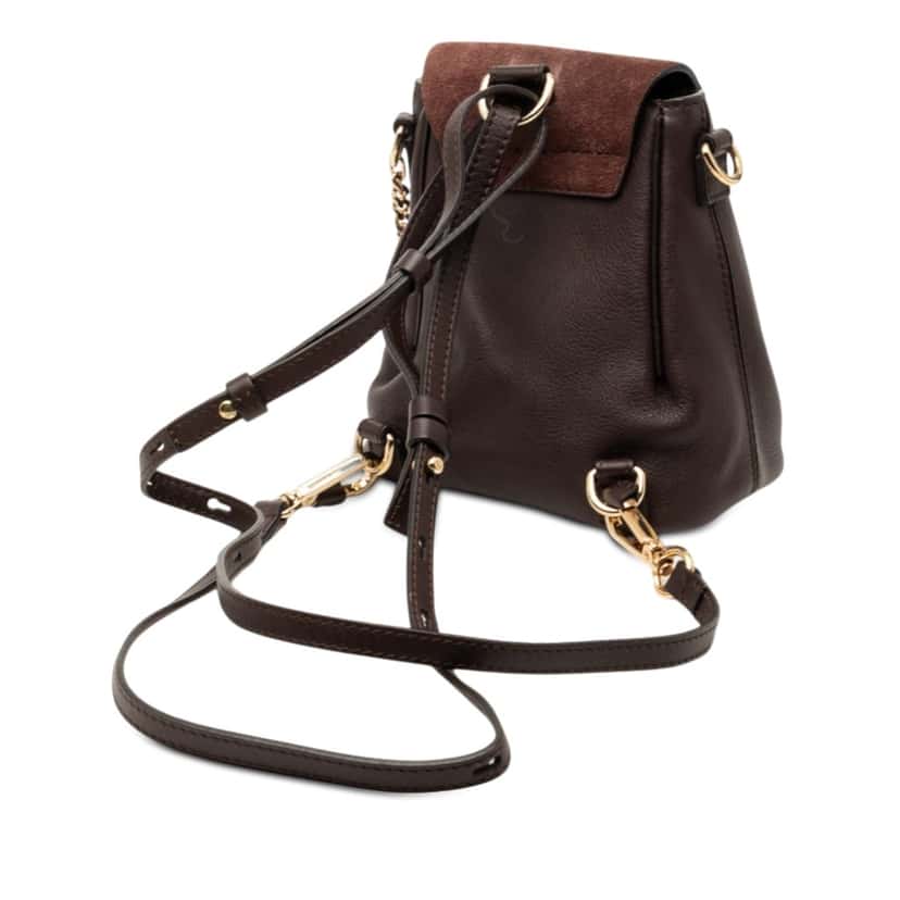 Chloé Mini Calfskin and Suede Faye Backpack Brown Leather Very good condition - Back View