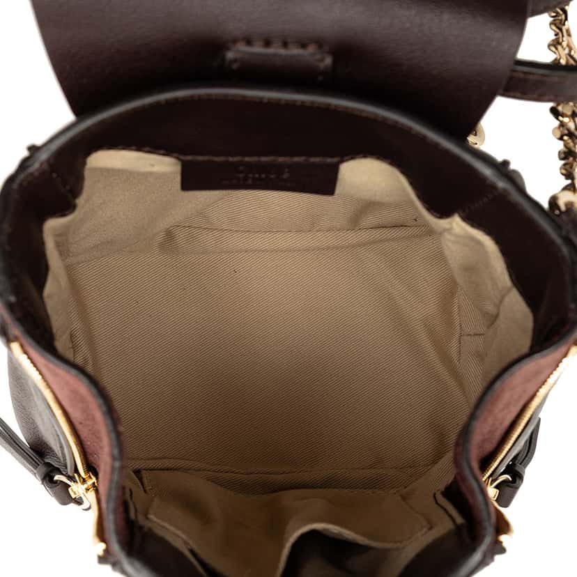 Chloé Mini Calfskin and Suede Faye Backpack Brown Leather Very good condition - Model View