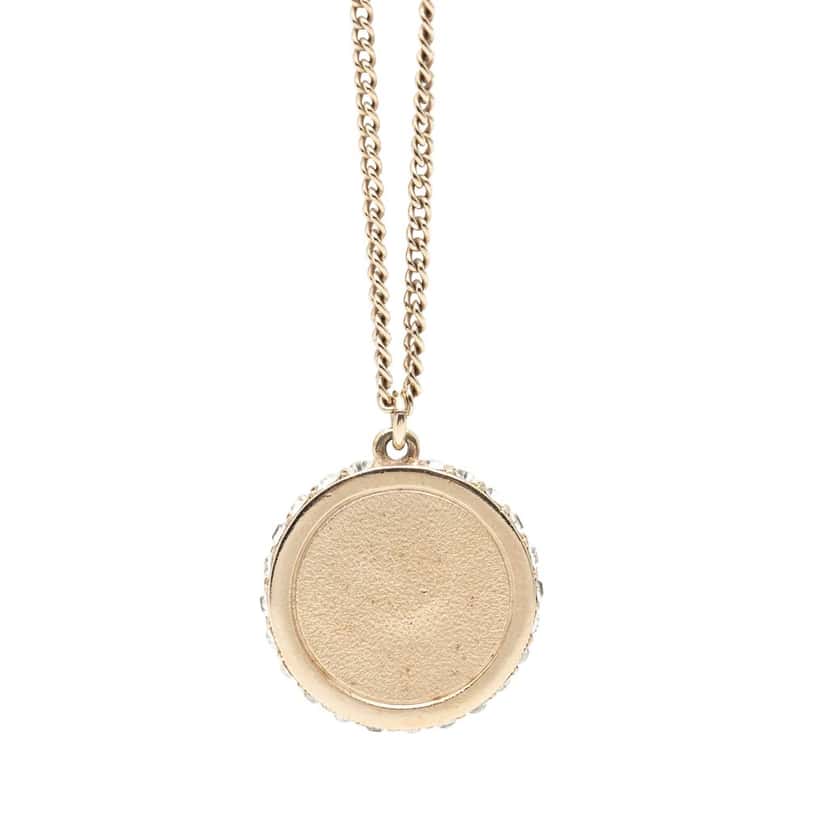 Chanel CC Gold Plated Resin and Strass Clear Dome Hologram Glitter Pendant Necklace Gold Metal Very good condition - Inside View