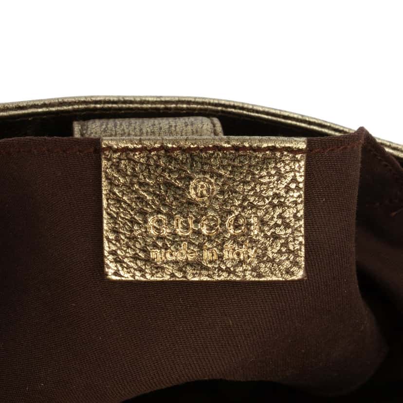Gucci Metallic Calfskin Bamboo Ring Chain Shoulder Bag Gold Leather Very good condition - Box View