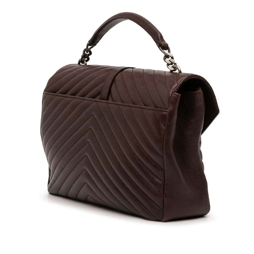 Saint Laurent Large Sheepskin Chevron Monogram College Satchel Red Leather Very good condition - Back View