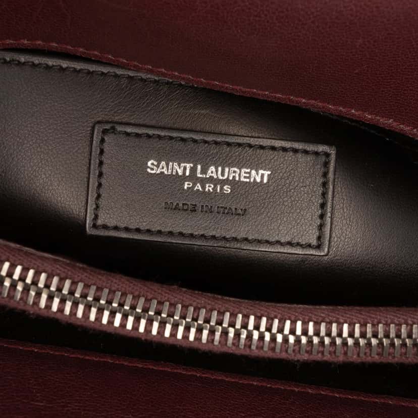 Saint Laurent Large Sheepskin Chevron Monogram College Satchel Red Leather Very good condition - Box View