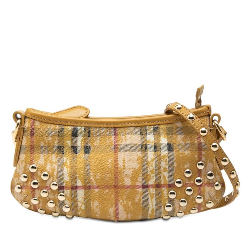 Burberry Studded Haymarket Check Coated Canvas Canterbury Crossbody Beige Very good condition - Front View
