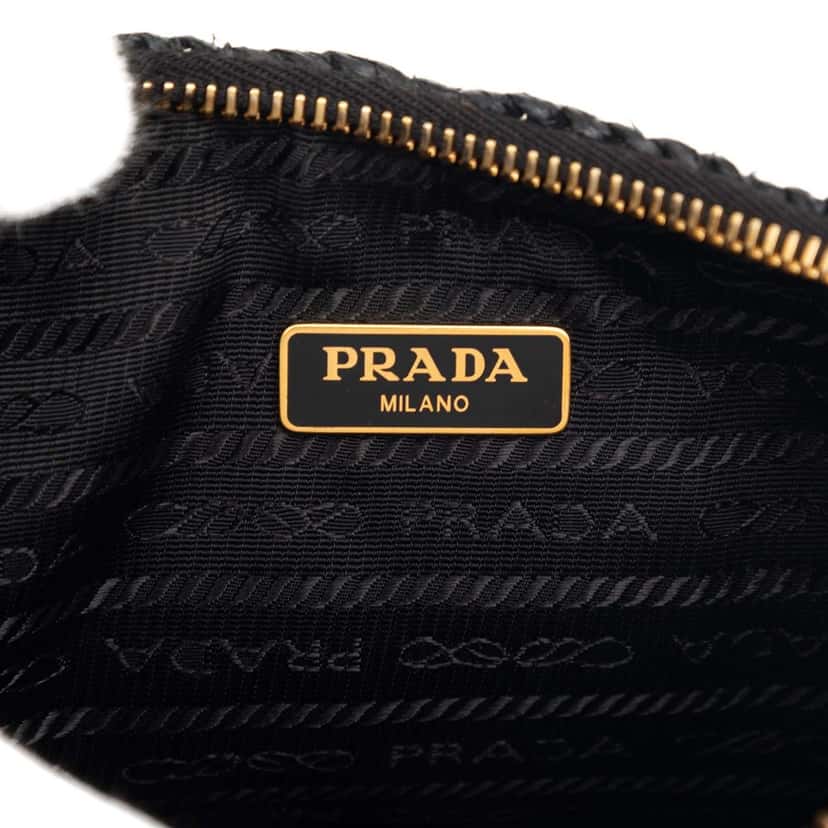 Prada Yarn Effect Raffia Crochet Re Edition 2005 Satchel Black Very good condition - Box View