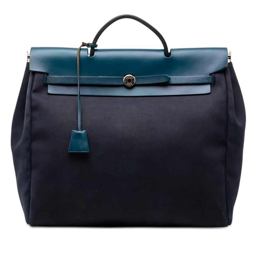 Hermès Toile Herbag MM Blue Very good condition - Front View