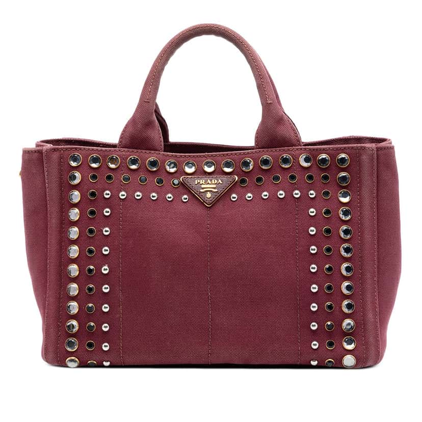 Prada Small Canvas Canapa Bijoux Satchel Red Very good condition - Front View