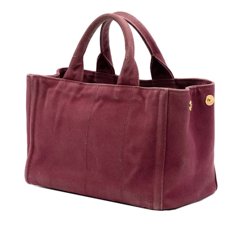 Prada Small Canvas Canapa Bijoux Satchel Red Very good condition - Back View