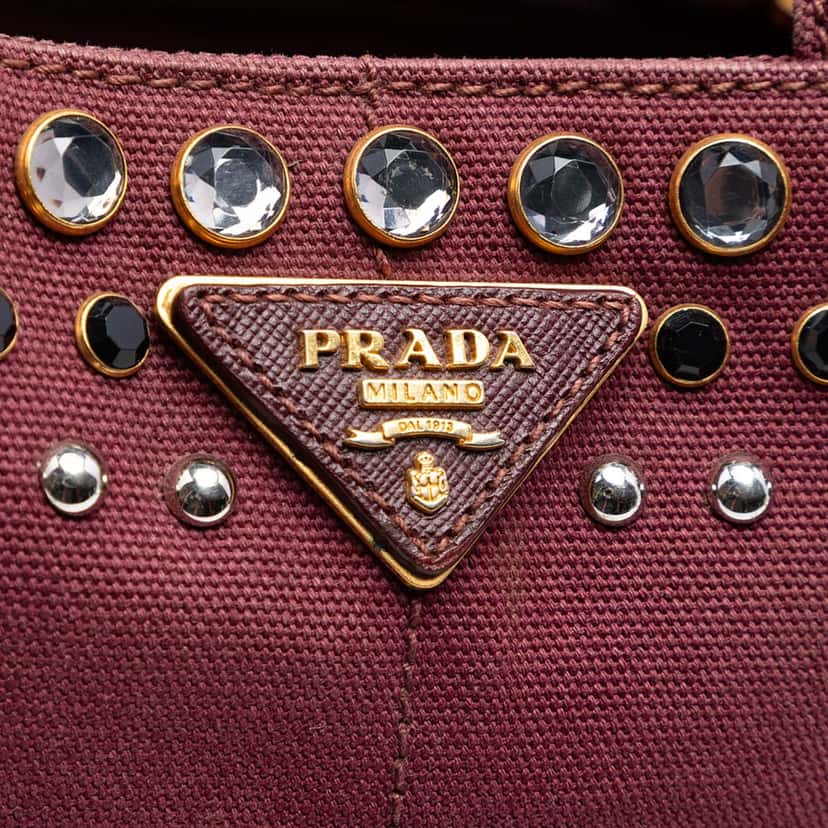 Prada Small Canvas Canapa Bijoux Satchel Red Very good condition - Box View