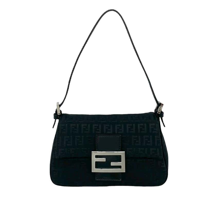 Fendi Mini Zucchino Canvas Mamma Forever Black Very good condition - Front View