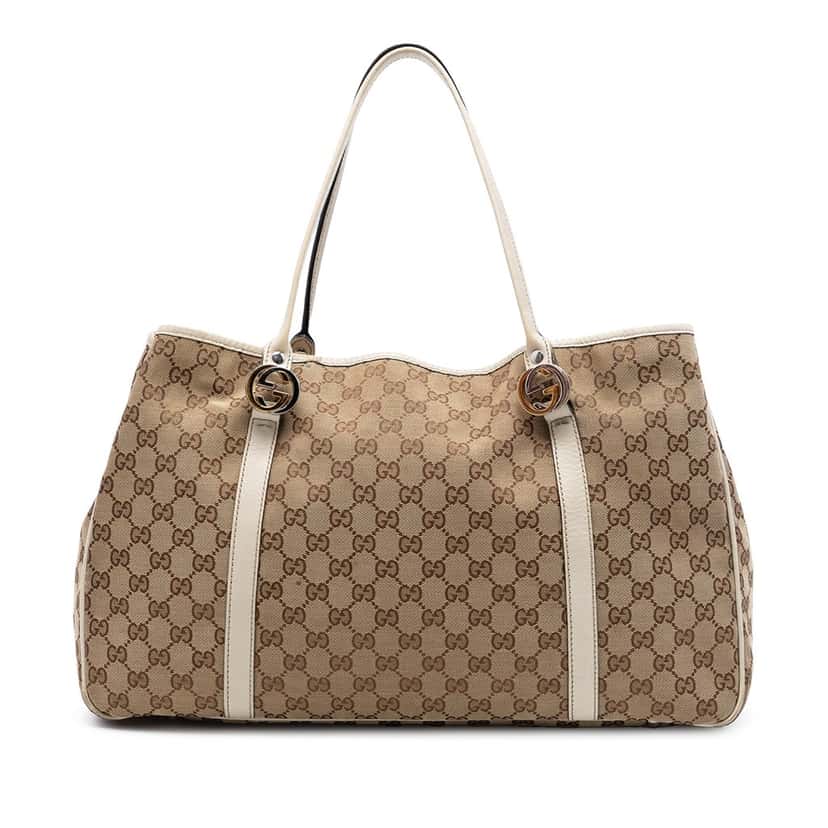 Gucci Large GG Canvas Twins Tote Beige Very good condition - Front View