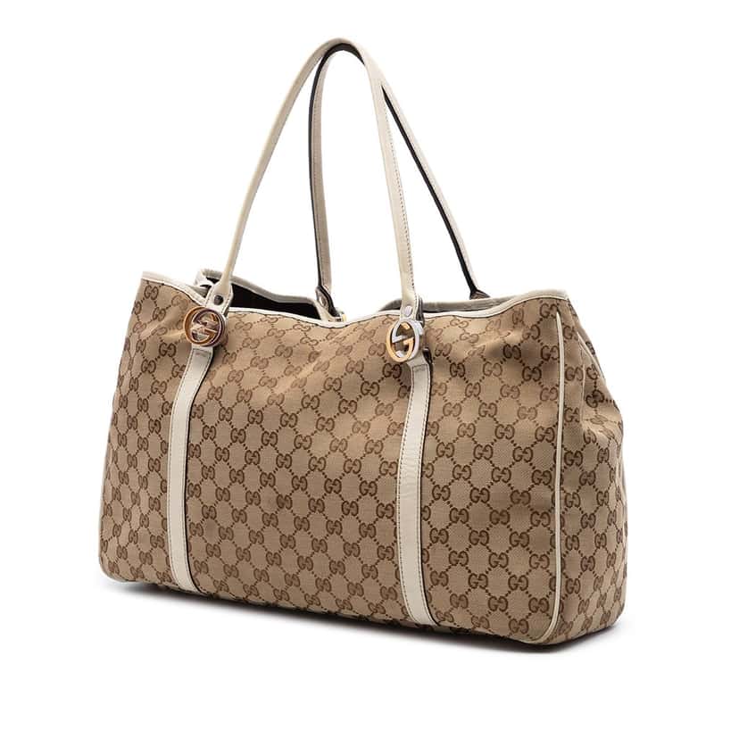 Gucci Large GG Canvas Twins Tote Beige Very good condition - Back View