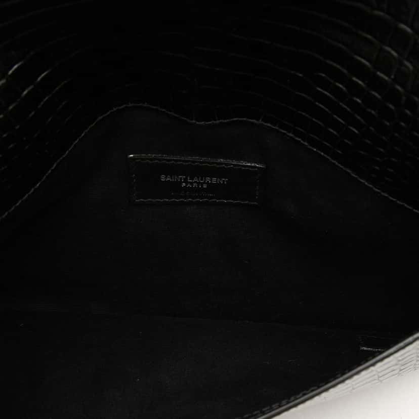 Saint Laurent Croc Embossed Leather Uptown Pouch Black Leather Very good condition - Model View