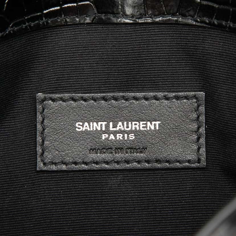 Saint Laurent Croc Embossed Leather Uptown Pouch Black Leather Very good condition - Box View