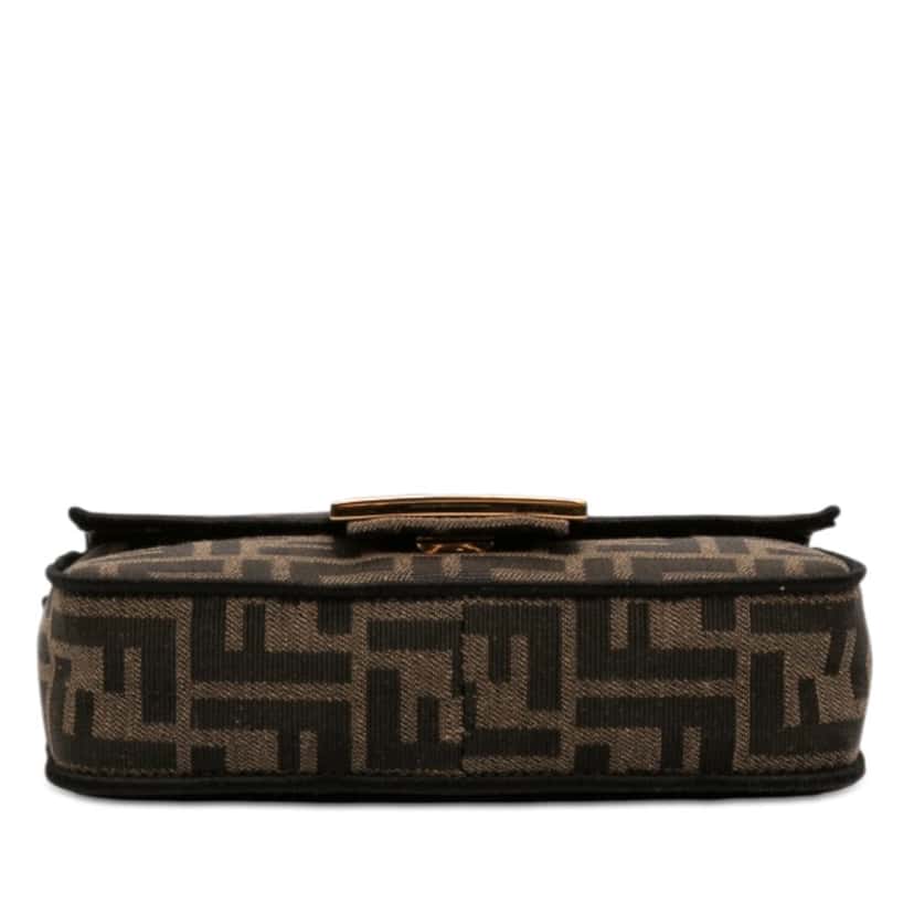 Fendi Mni Zucca Embroidered Canvas Baguette Satchel Brown Very good condition - Inside View
