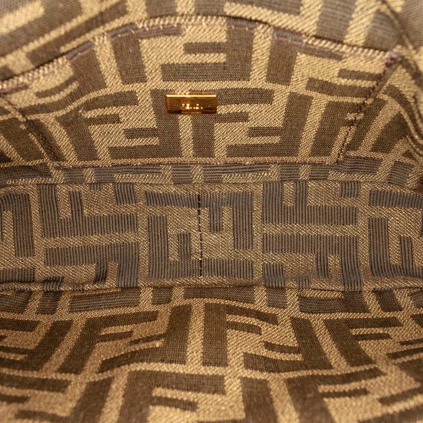 Fendi Mni Zucca Embroidered Canvas Baguette Satchel Brown Very good condition - Model View